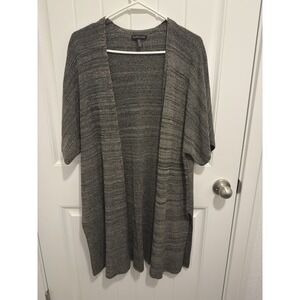 Eileen Fisher Tan/Black Long Short Sleeve Open Cardigan Size L/XL